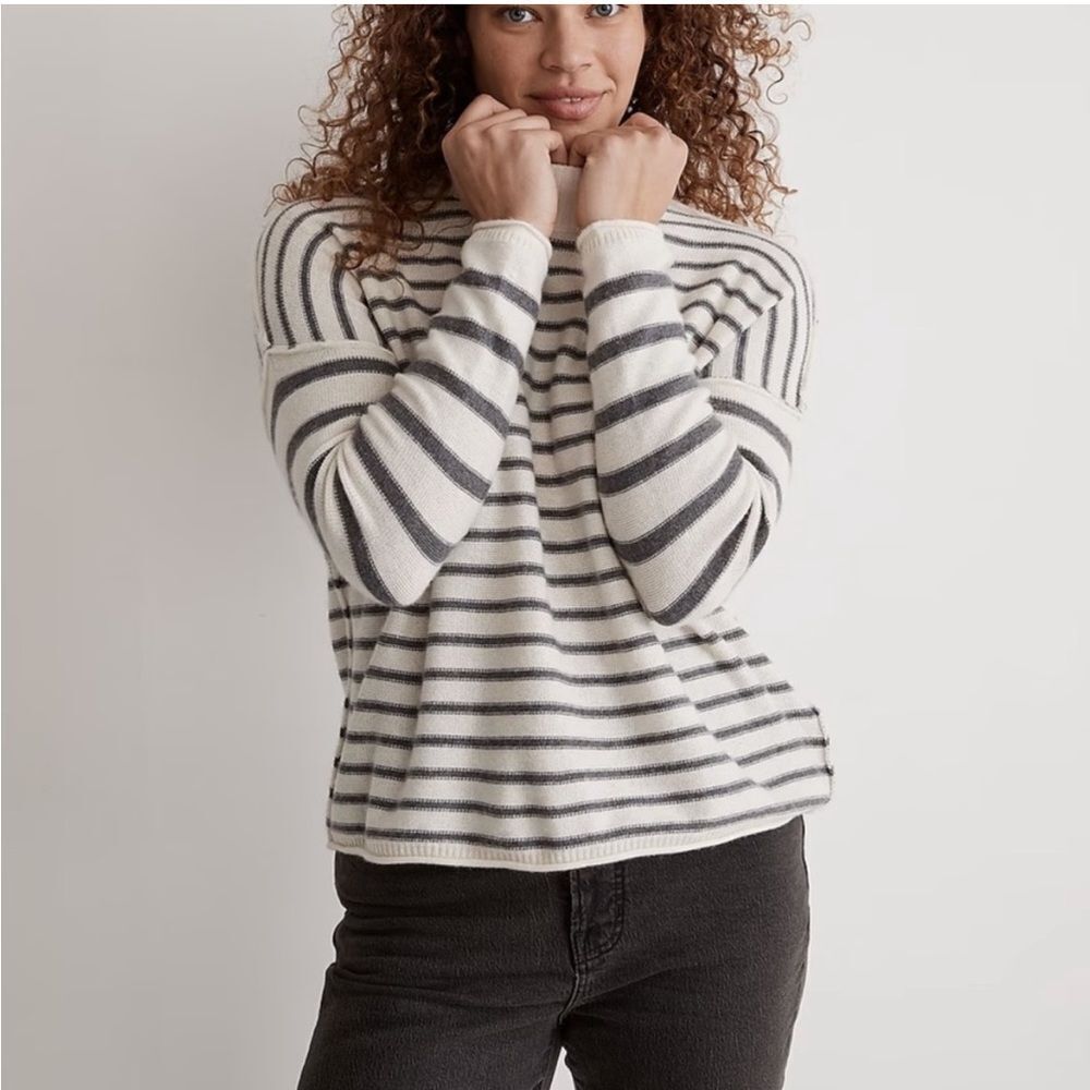 Madewell Stripe-Play Mockneck Pullover Sweater